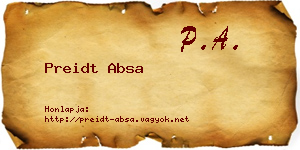 Preidt Absa névjegykártya